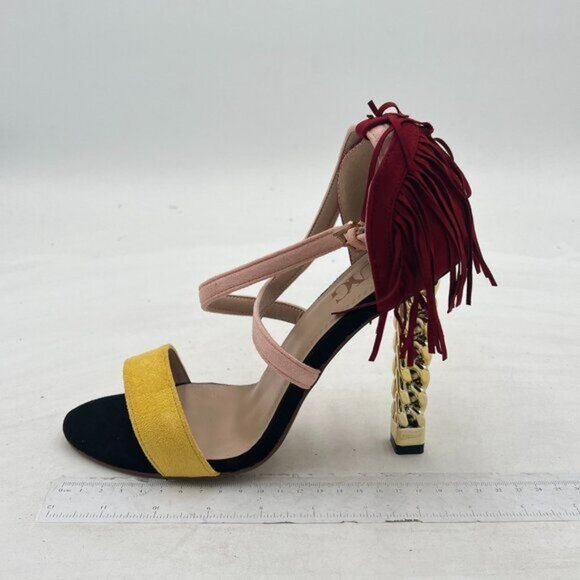 Women Ankle Straps Sandals Heeled Studded Metal High Heels Open Round Toe - Picture 2 of 7